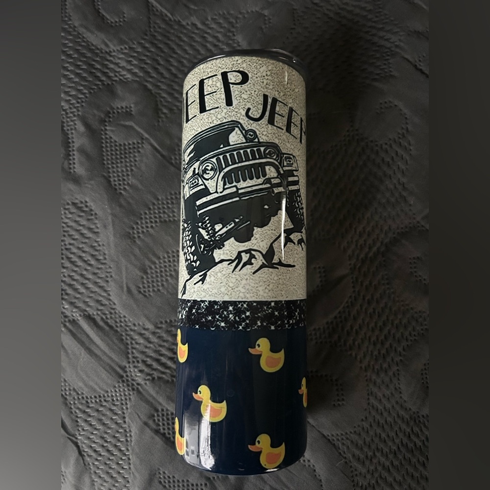 Jeep Navy and White Tumbler with Jeep Duck Design! For Your Jeep Lover!